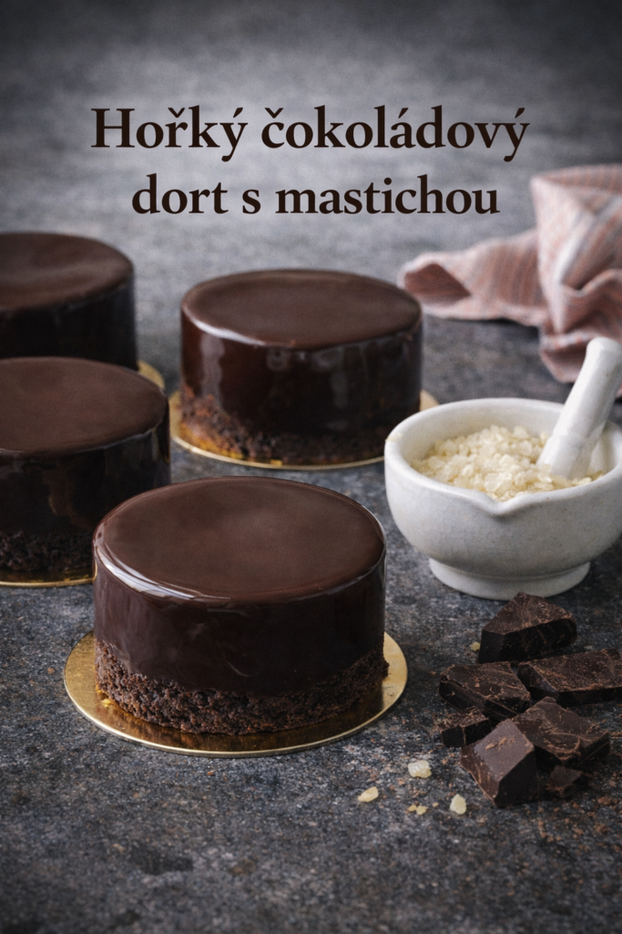 Hořký čokoládový dort s mastichou
